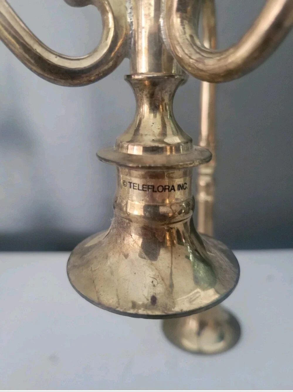 Vintage Brass Candleabra Teleflora MCM Hollywood Regency Multi Arm 60s Set 2